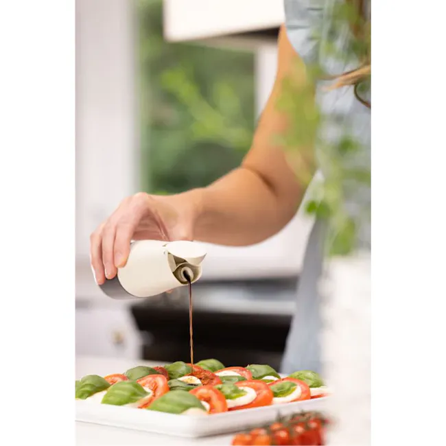 Zuutii Mini Drip-Free Oil Carafe - Lemon Yellow - 6 - Fresh basil leaves, vibrant tomatoes, creamy mozzarella, green basil