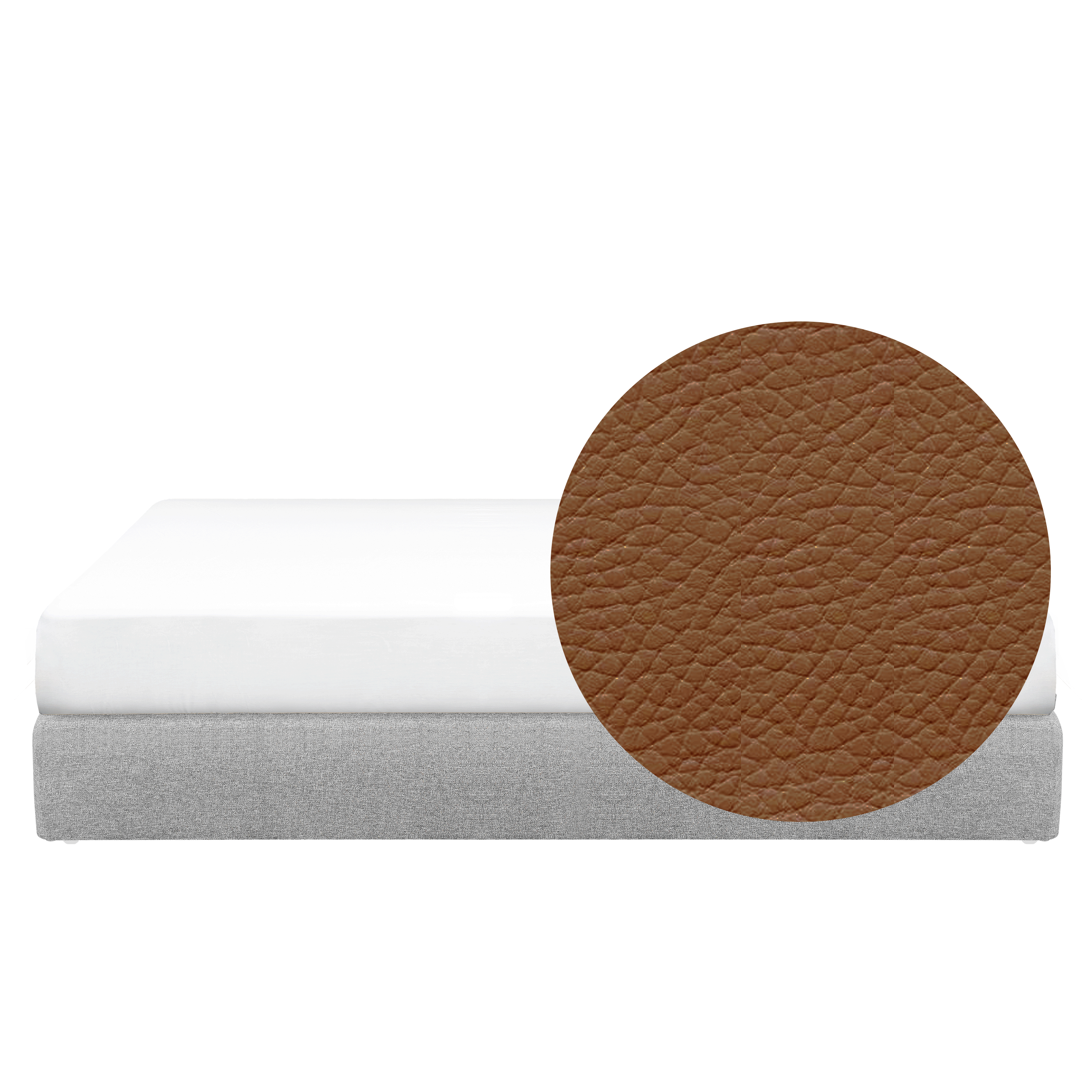 ESSENTIALS King Box Bed - Tan (Faux Leather)