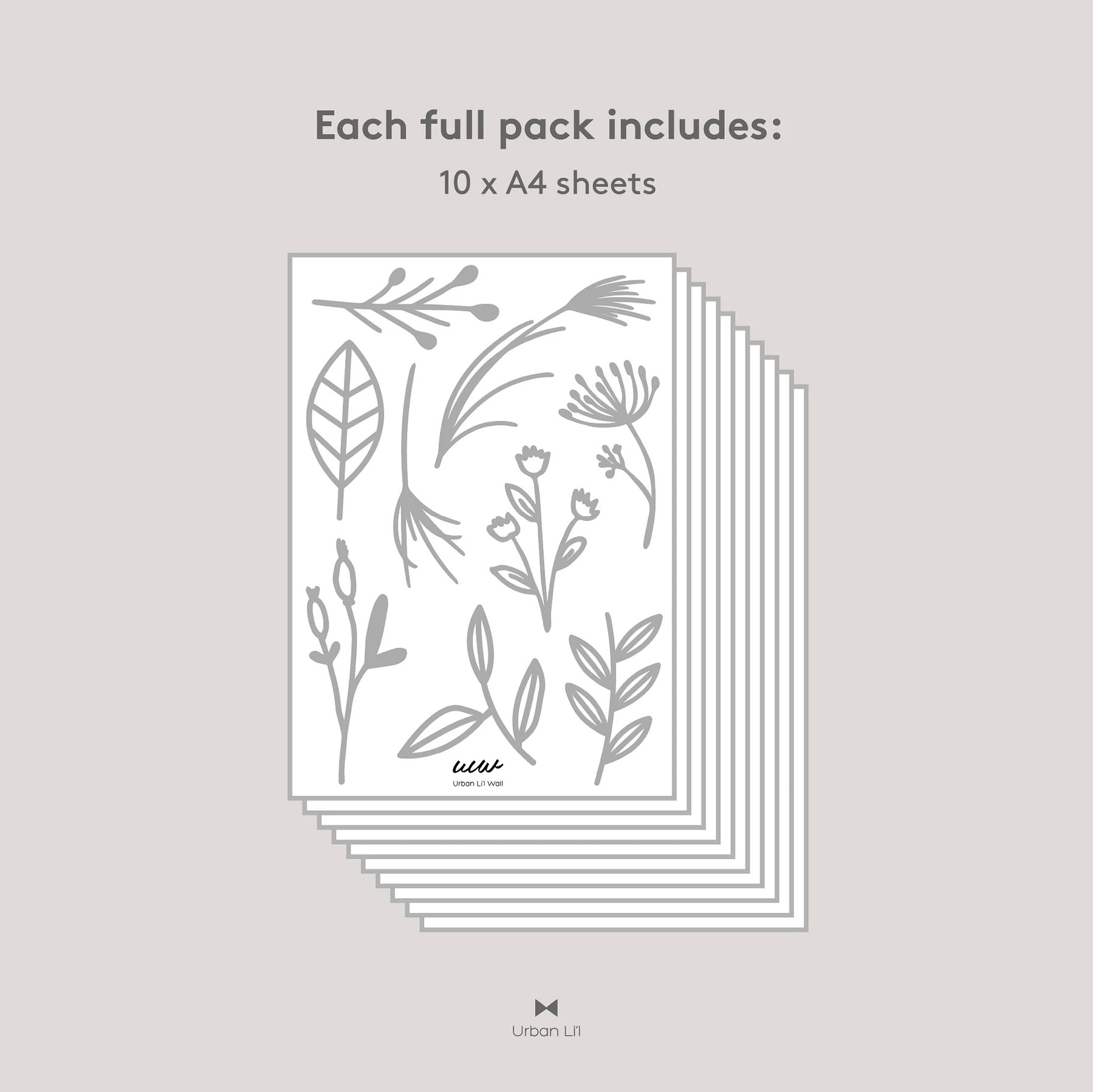 Urban Li'l Monochrome Botanical Fabric Decal, Urban Li'l HipVan