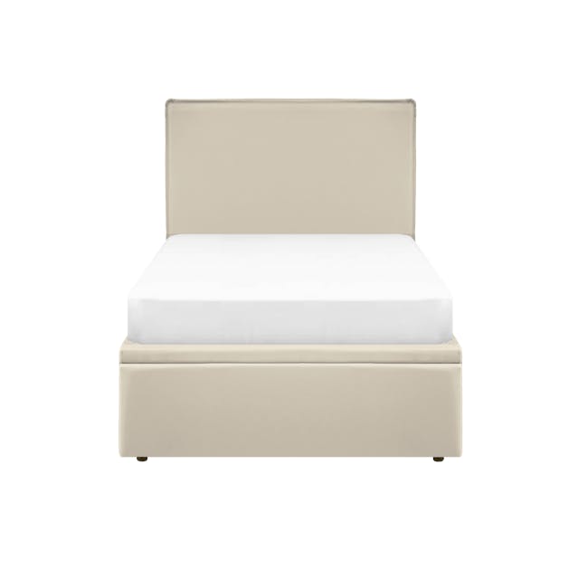 Arthur Single Storage Bed - Ivory (Faux Leather) - 1 - Mint green, modern, minimalist, sleek, contemporary, elegant