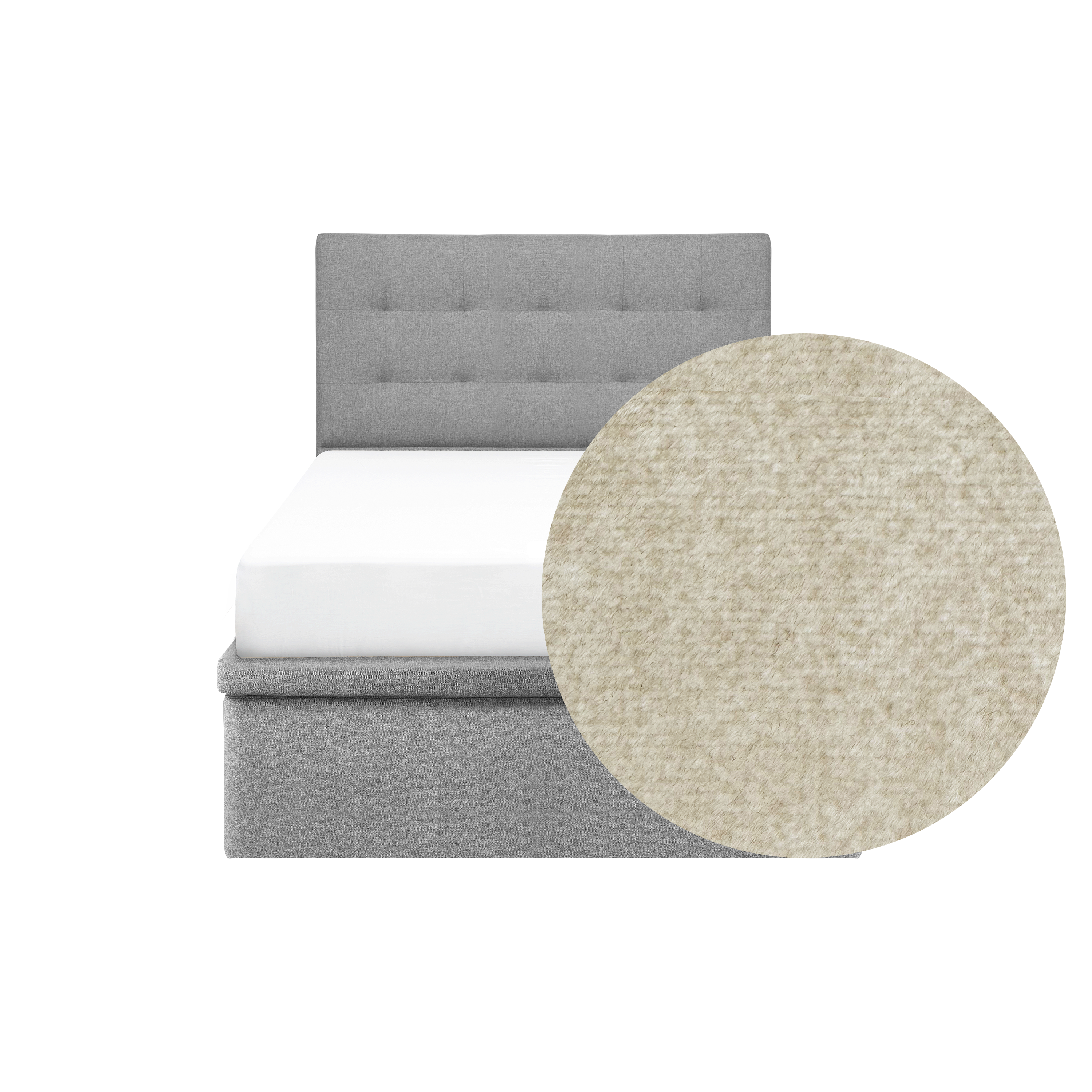 ESSENTIALS Single Headboard Storage Bed - Latte (Pet Friendly)