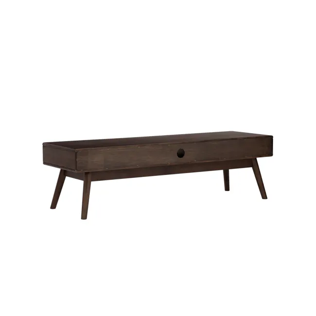 Lamar TV Console 1.5m - Walnut - 4 - Dark wood bench, minimalist design, rectangular shape, sturdy legs, simple structure