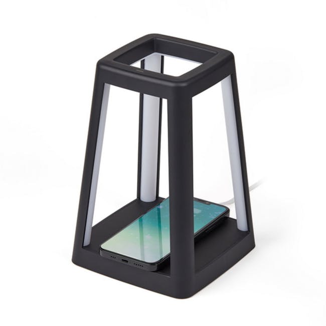 Lexon Lantern Portable Lamp with Built-in Wireless Charger - Black - 1
