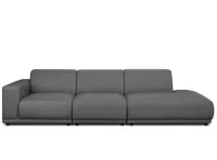 Milan 4 Seater Extended Sofa - Smokey Grey (Faux Leather)