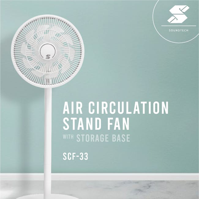 SOUNDTECH Rechargeable Air Circulator Fan - White - 11