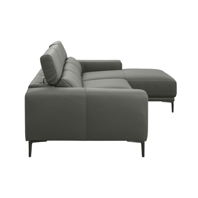 Miller L-Shaped Sofa with Adjustable Headrest - Fossil Grey (Genuine Leather) - 5