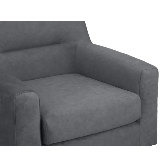 Damien 2 Seater Sofa with Damien Armchair - Dark Grey (Scratch Resistant Fabric) - 11 - Grey upholstered armchair, modern