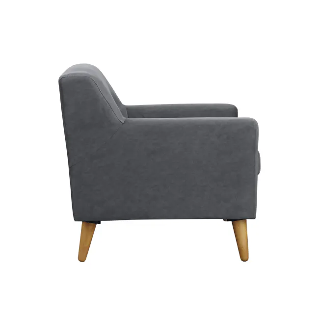 Damien 2 Seater Sofa with Damien Armchair - Dark Grey (Scratch Resistant Fabric) - 13 - Grey upholstered armchair, modern