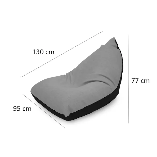 Doodle Triangle Bean Bag - Green - 4 - Grey cushion, ergonomic design, soft fabric, ergonomic support, 95 cm height, 130 cm