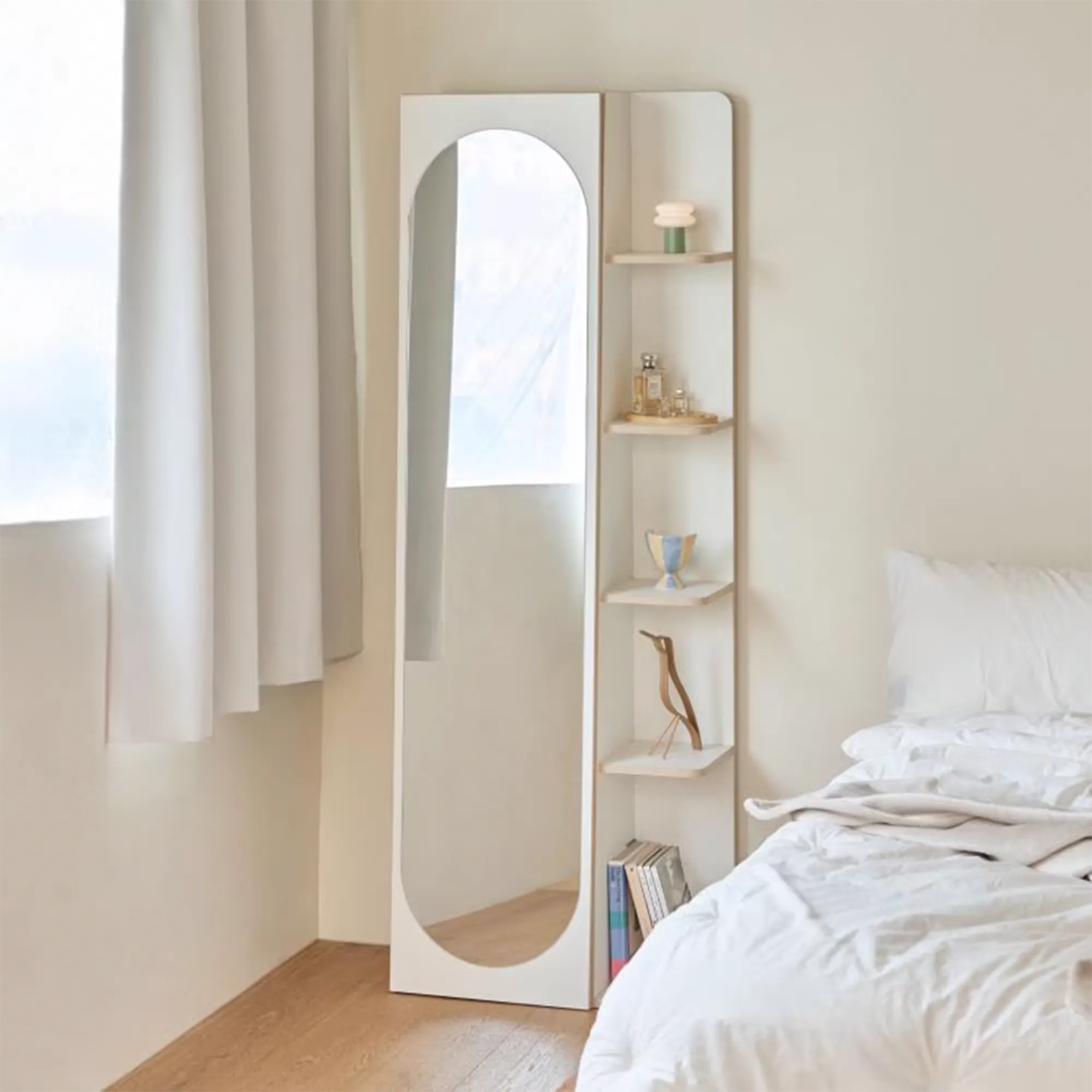 (As-is) Kira Standing Floor Mirror with Storage (2 Sizes) - Charcoal - 60 cm - 7