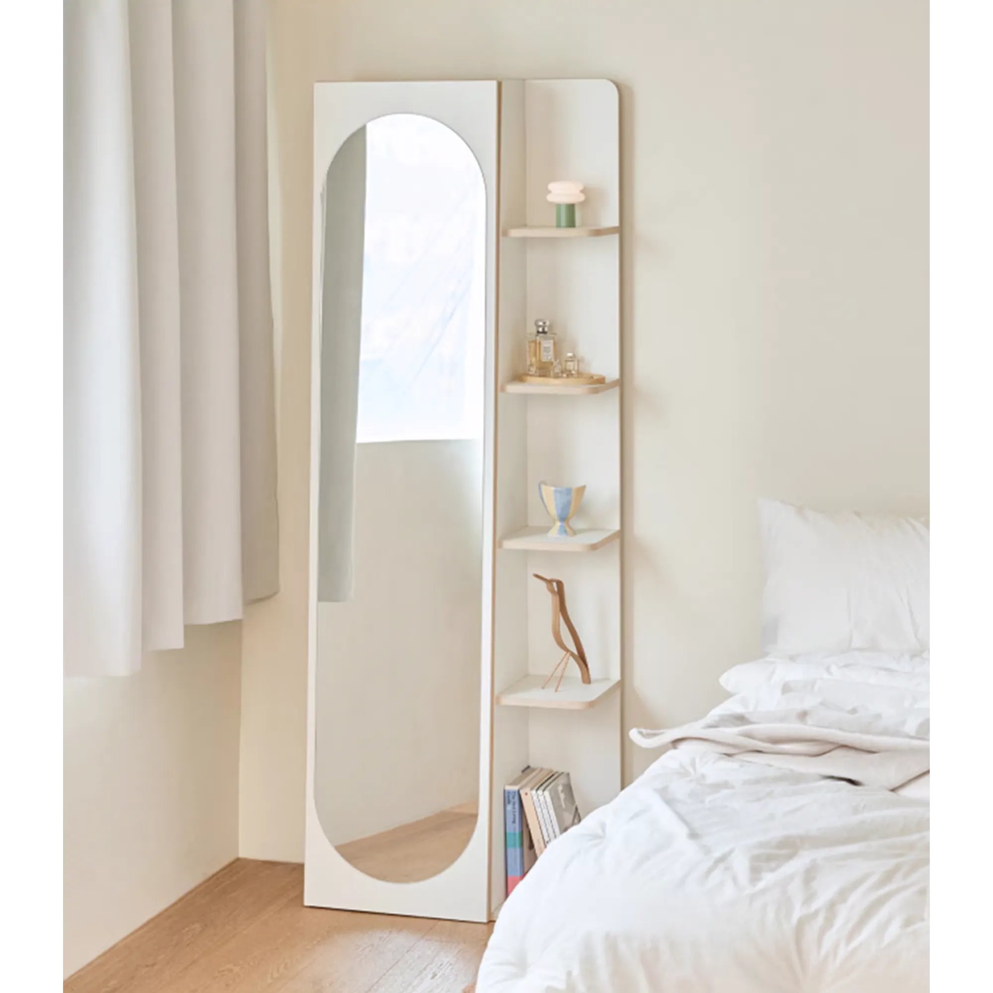 (As-is) Kira Standing Floor Mirror with Storage (2 Sizes) - Charcoal - 60 cm - 13