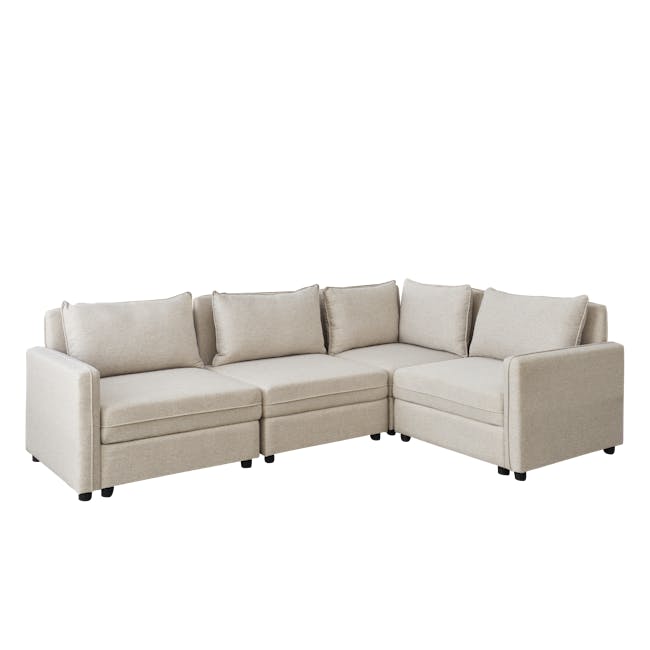 Cameron Right Storage Arm Unit - Sand (Fabric) - 11 - Modern beige sofa, minimalist design, comfortable cushions, sleek