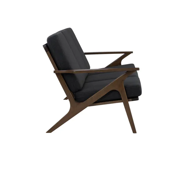 Aston 3 Seater Sofa - Seal - 4 - modern armchair, dark fabric, wooden frame, sleek design, comfortable seating, ergonomic