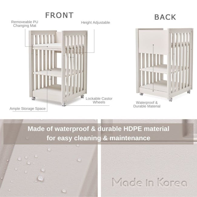 IFAM SafeGuard Baby Diaper Changing Table with Waterproof Mat - Birch Beige - 11