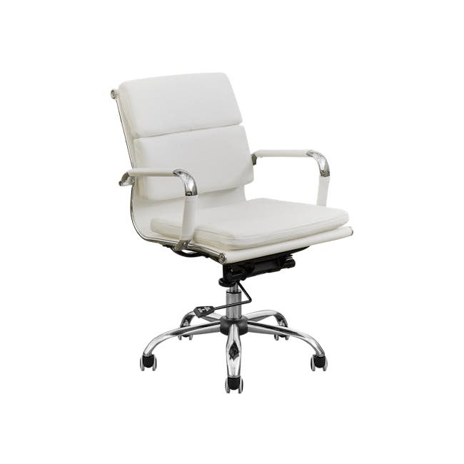 Elias Soft Pad Mid Back Office Chair - White (PU) - 1