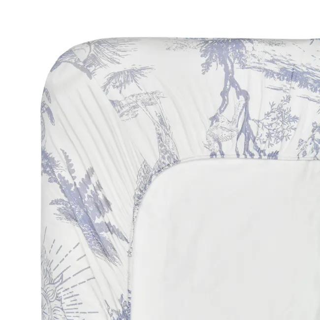 House of Holly Bamboo Single Fitted Sheet - Savanna Toile (Blue) - 6