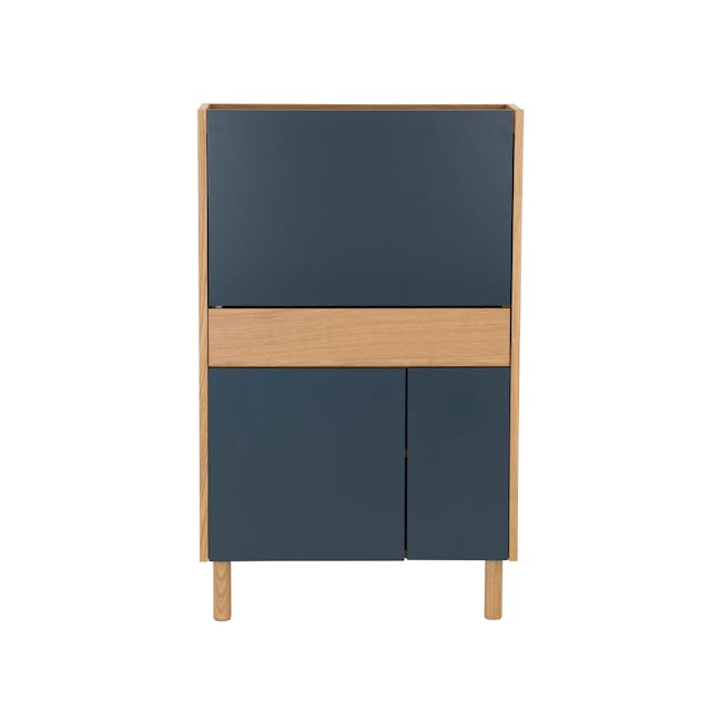 Barton Study Table 0.7m - Oak, Space Blue with Elias High Back Mesh Office Chair - Black - 1