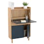 Barton Study Table 0.7m - Oak, Space Blue with Elias High Back Mesh Office Chair - Black - 2