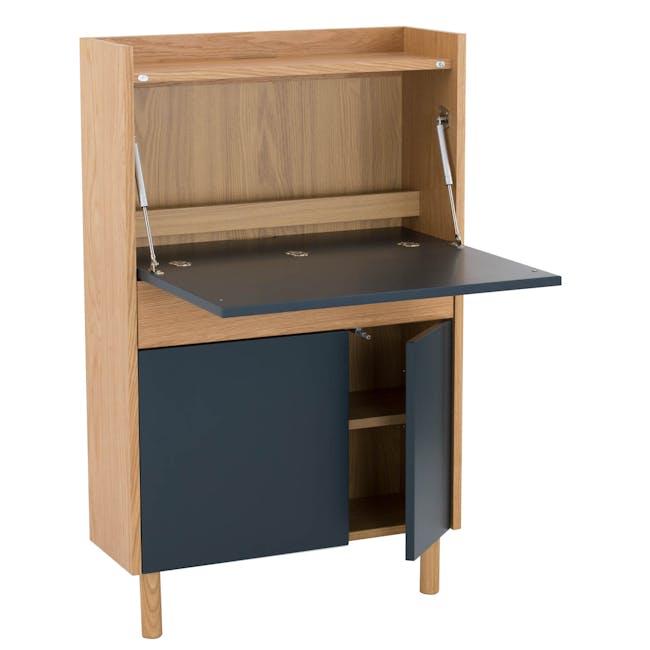 Barton Study Table 0.7m - Oak, Space Blue with Elias High Back Mesh Office Chair - Black - 6