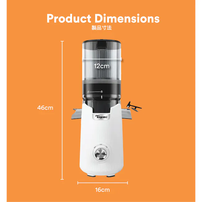 TOYOMI FullPress XL Slow Juicer (SJ 9120) - Black - 12