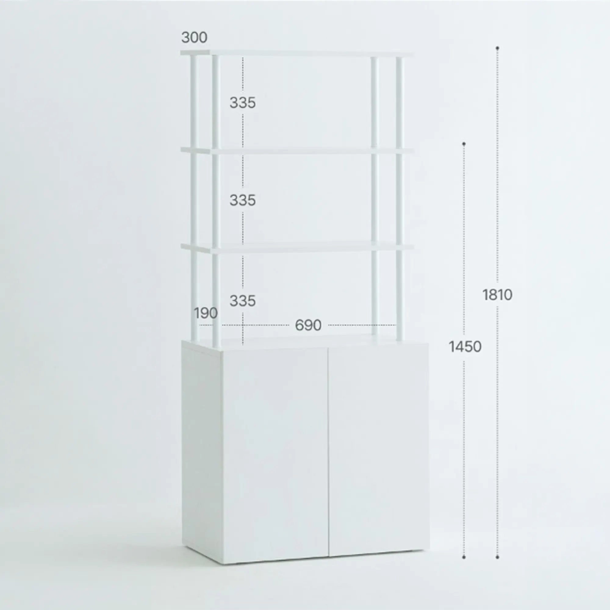 Moni Storage Cabinet with 3-Tier Shelf 0.8m - White - 18
