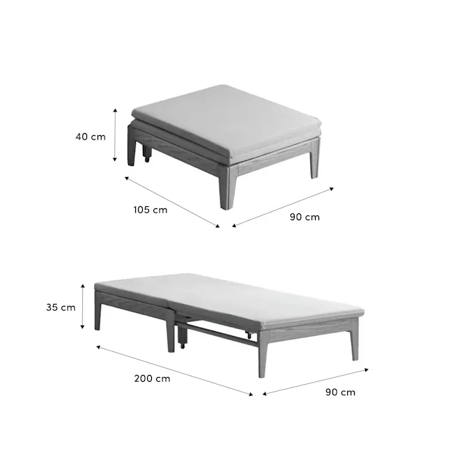 Mariel Lounge Sofa Bed - Chestnut - 10 - Rectangular sofa bed, 35 cm height, 200 cm length, 90 cm width, 40 cm depth, 105 cm