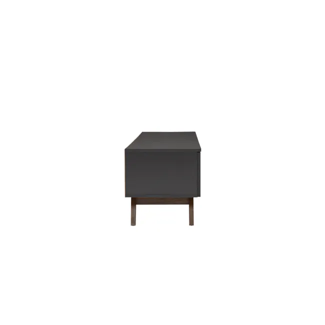 Miah TV Console 1.8m - Walnut, Grey - 9 - Dark, sleek, modern, rectangular, minimalist, square, rectangular table, black