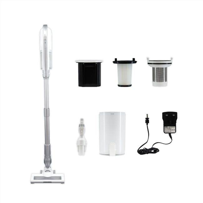 NNIO Cordless Stick Vacuum (N6630SVC) - 5 - Vacuum cleaner, upright design, silver color, black and white filters, upright