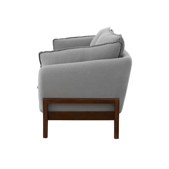 Tate 3 Seater Sofa - Slate - 11 - Grey upholstered armchair with soft cushions, sleek wooden legs, minimalist design, modern