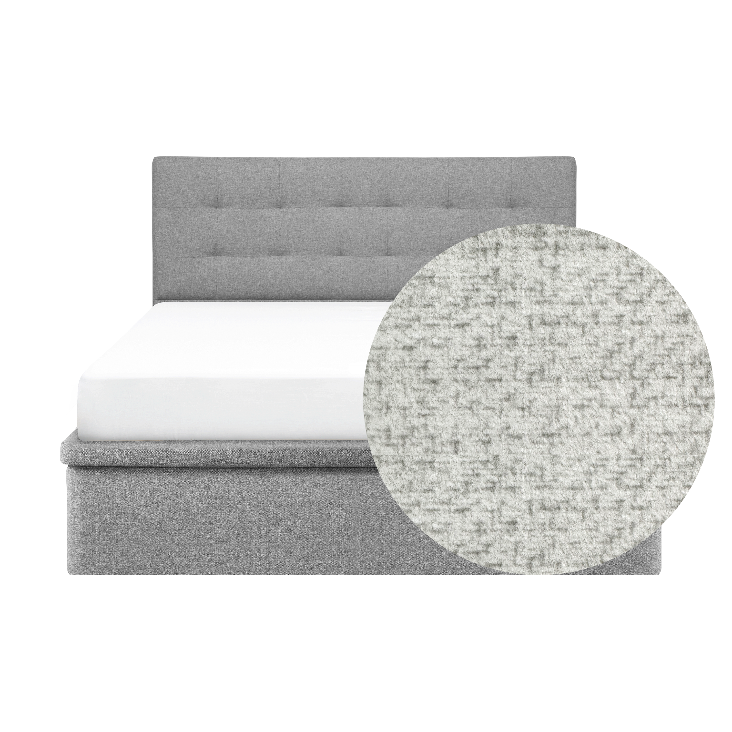 ESSENTIALS Queen Headboard Storage Bed - Linen (Pet Friendly)