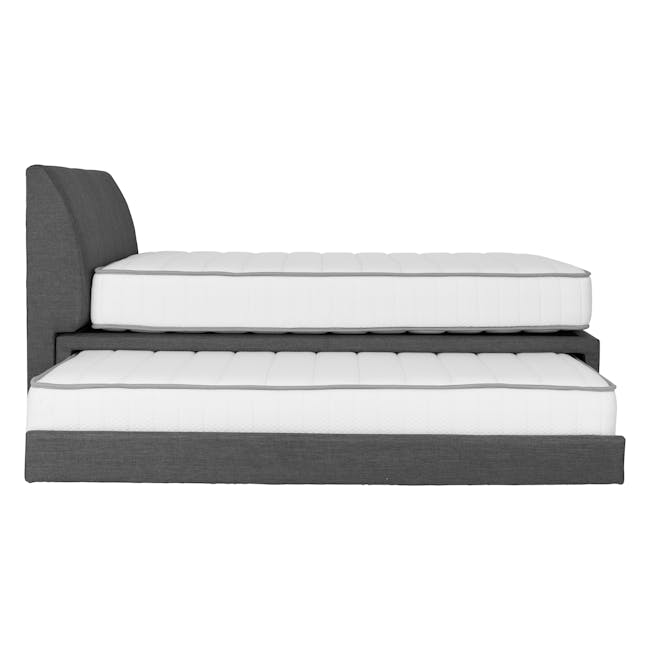 ESSENTIALS Single Trundle Bed - Smoke (Fabric), HV Basic Beds & Bedroom ...