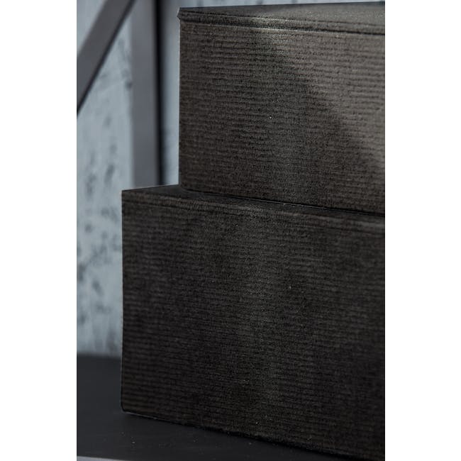 Corduroy Storage Boxes - Grey (Set of 2) - 1