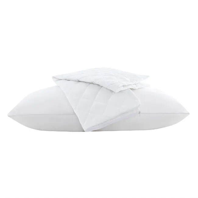 Hillcrest ComfyLux Pillow Protector with Zipper - 2 - White cushion, quilted pillow, soft bedding, plush pillow, modern