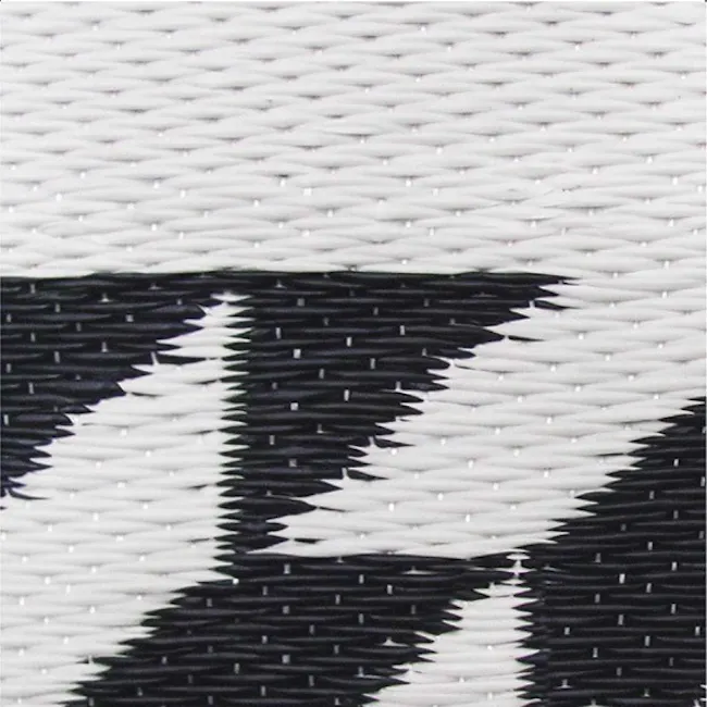 PDM Katve Reversible Mat - Black/White (3 Sizes) - 5 - Black and white woven texture, Bold black lettering on white