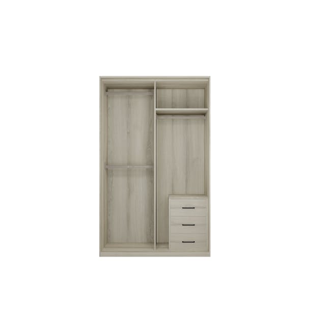Lorren Sliding Door Wardrobe 3 - Matte White, White Oak - 8