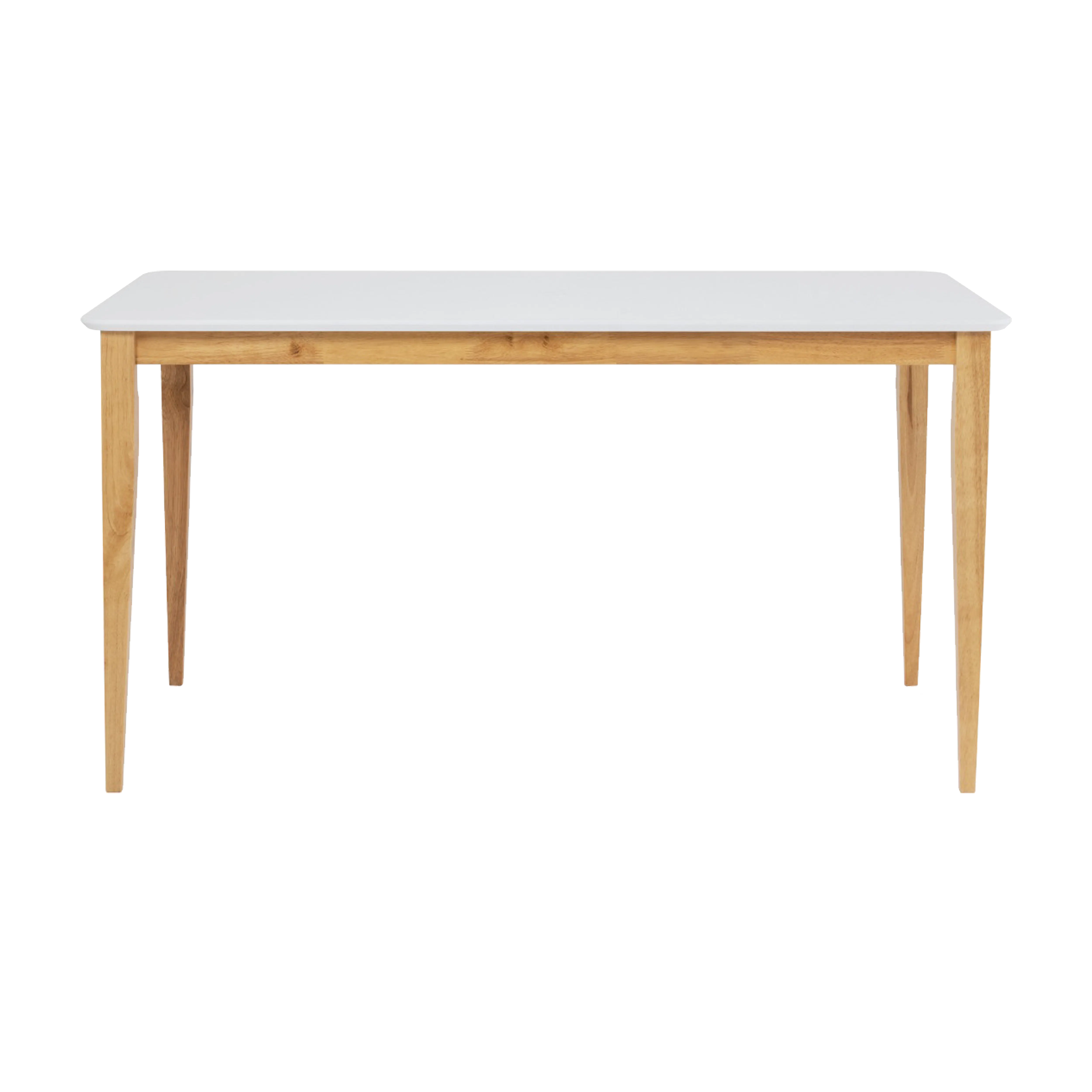 (As-Is) Charmant Dining Table 1.4m - Natural, White - 6 - 10 - Wooden table with white top, minimalist design, light wooden