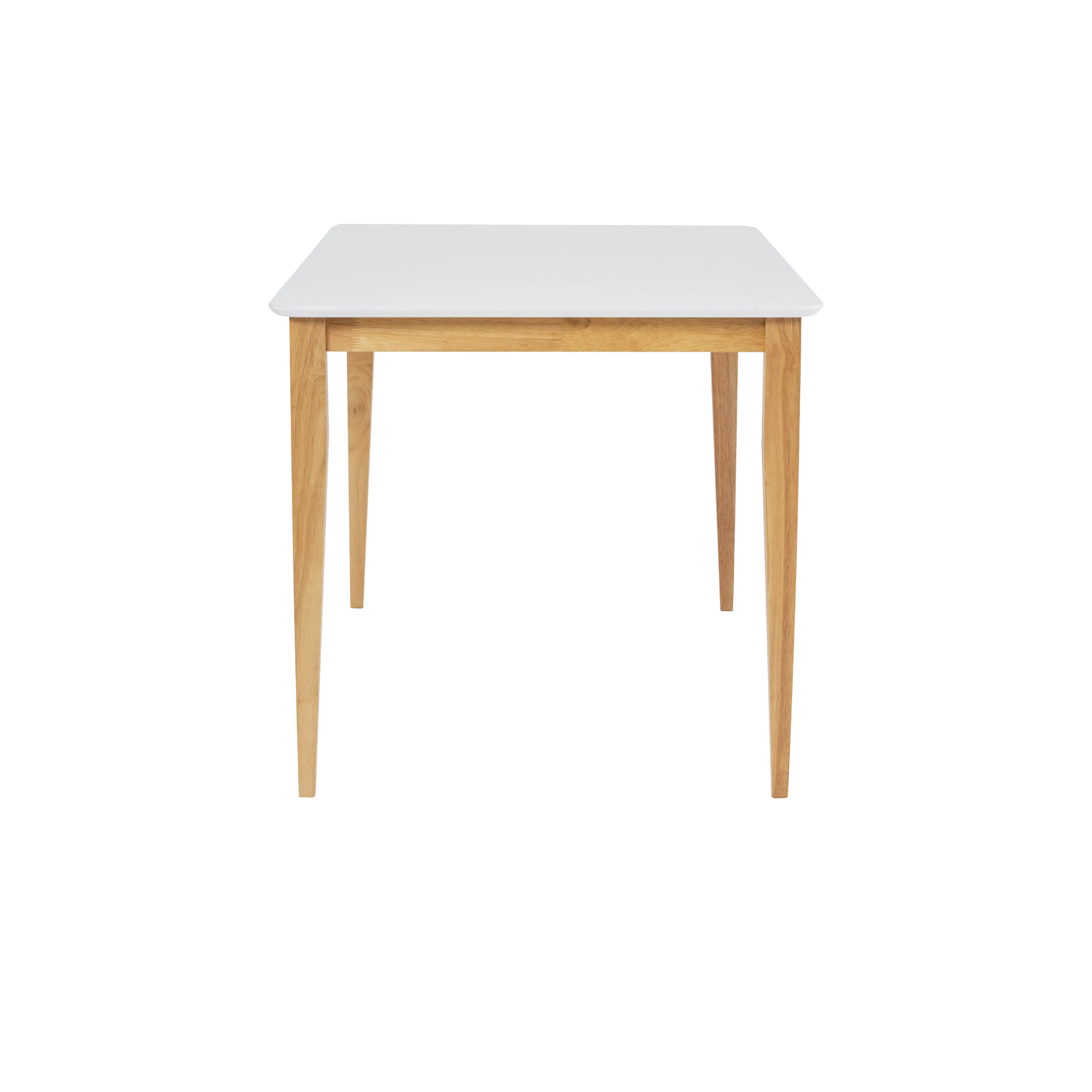 (As-Is) Charmant Dining Table 1.4m - Natural, White - 6 - 12 - White modern table with wooden legs, minimalist design, light