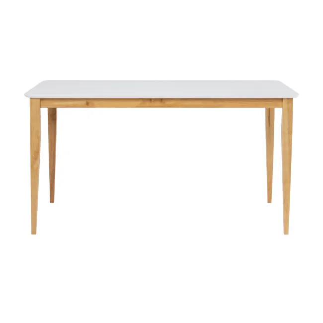 Charmant Dining Table 1.4m with 4 Macy Dining Chairs in Natural, White - 11