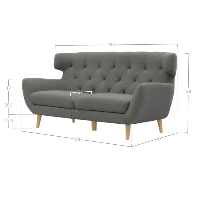 Agatha 3 Seater Sofa - Granite Grey - 4