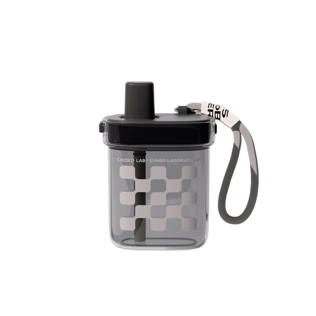 CHAKOLAB BOBO Square Straw Cup 780ml - Black/Grey - 1 - Chako Lab branded transparent container, Black lid and clear design