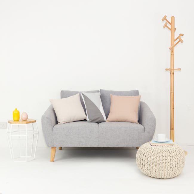 Hana 2 Seater Sofa with Hana Armchair - Light Grey - 12