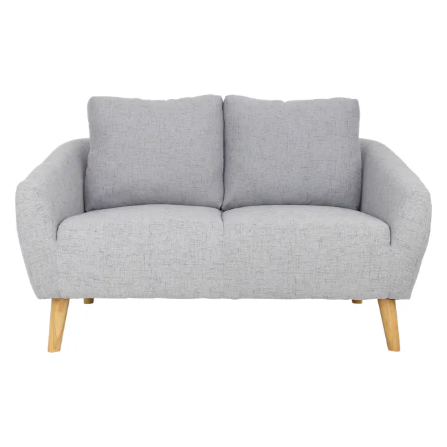 Hana 2 Seater Sofa with Hana Armchair - Light Grey - 22 - Grey upholstered sofa with textured fabric, two cushioned seats