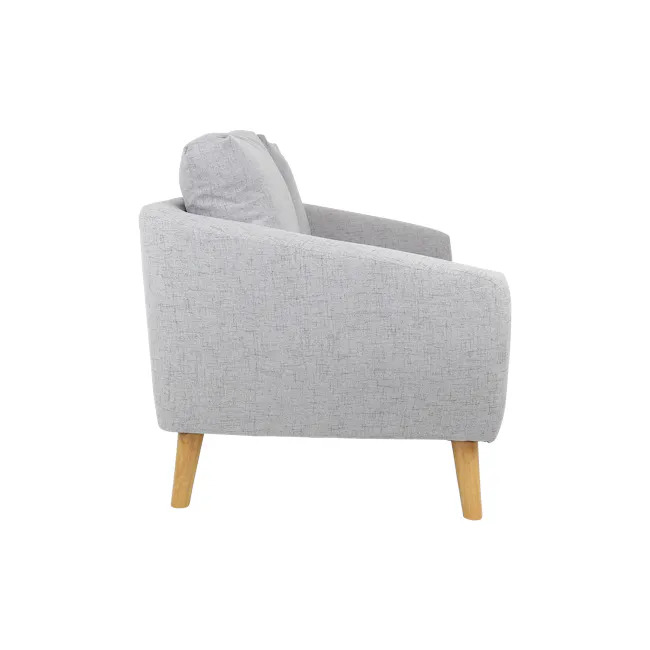 Hana 2 Seater Sofa with Hana Armchair - Light Grey - 23 - Grey upholstered armchair, modern design, light gray fabric, soft