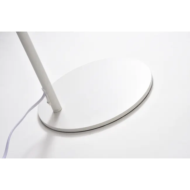 Thora Floor Lamp - White - 5 - White modern desk lamp, minimalist design, sleek lines, circular base, soft glow, ambient