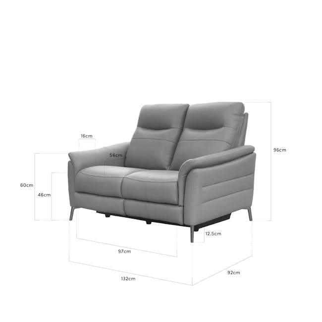 (As-is) Oskar 2 Seater Recliner Sofa - Flint Grey (Genuine Cowhide + Faux Leather) - 8