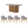 Ellie Concrete Dining Table 1.8m with 4 Fabian Armchairs in Natural, Dolphin Grey - 0