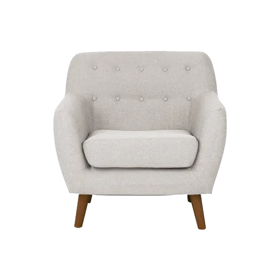 Emma 3 Seater Sofa with Emma Armchair - Sand - 13 - Modern upholstered armchair with tufted design, light gray fabric