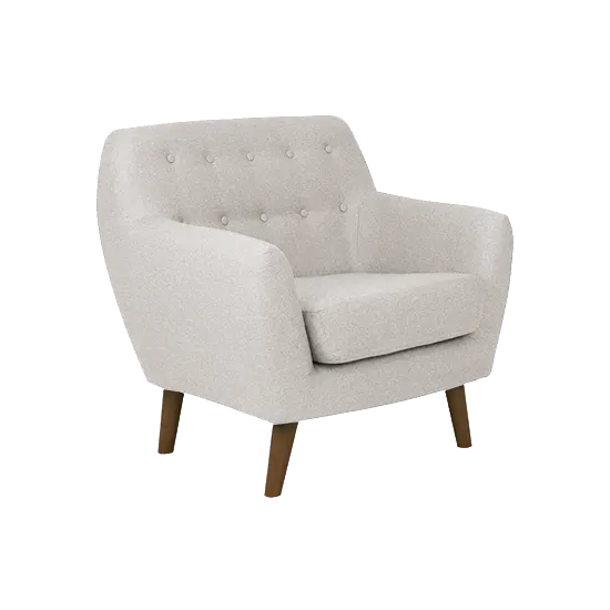 Emma 3 Seater Sofa with Emma Armchair - Sand - 14 - Modern upholstered armchair with tufted design, light beige fabric