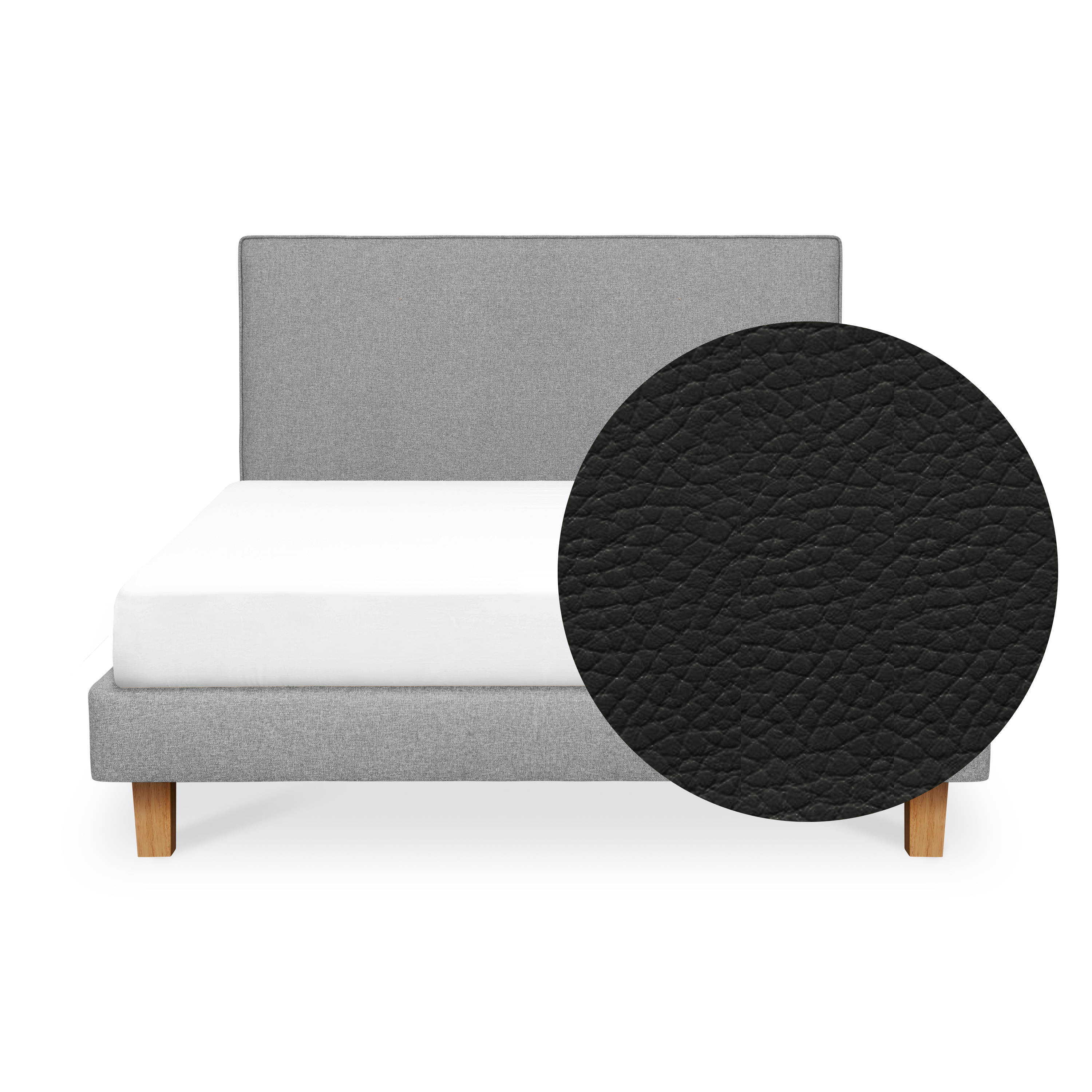 ESSENTIALS Queen Headboard Divan Bed - Coal (Faux leather)