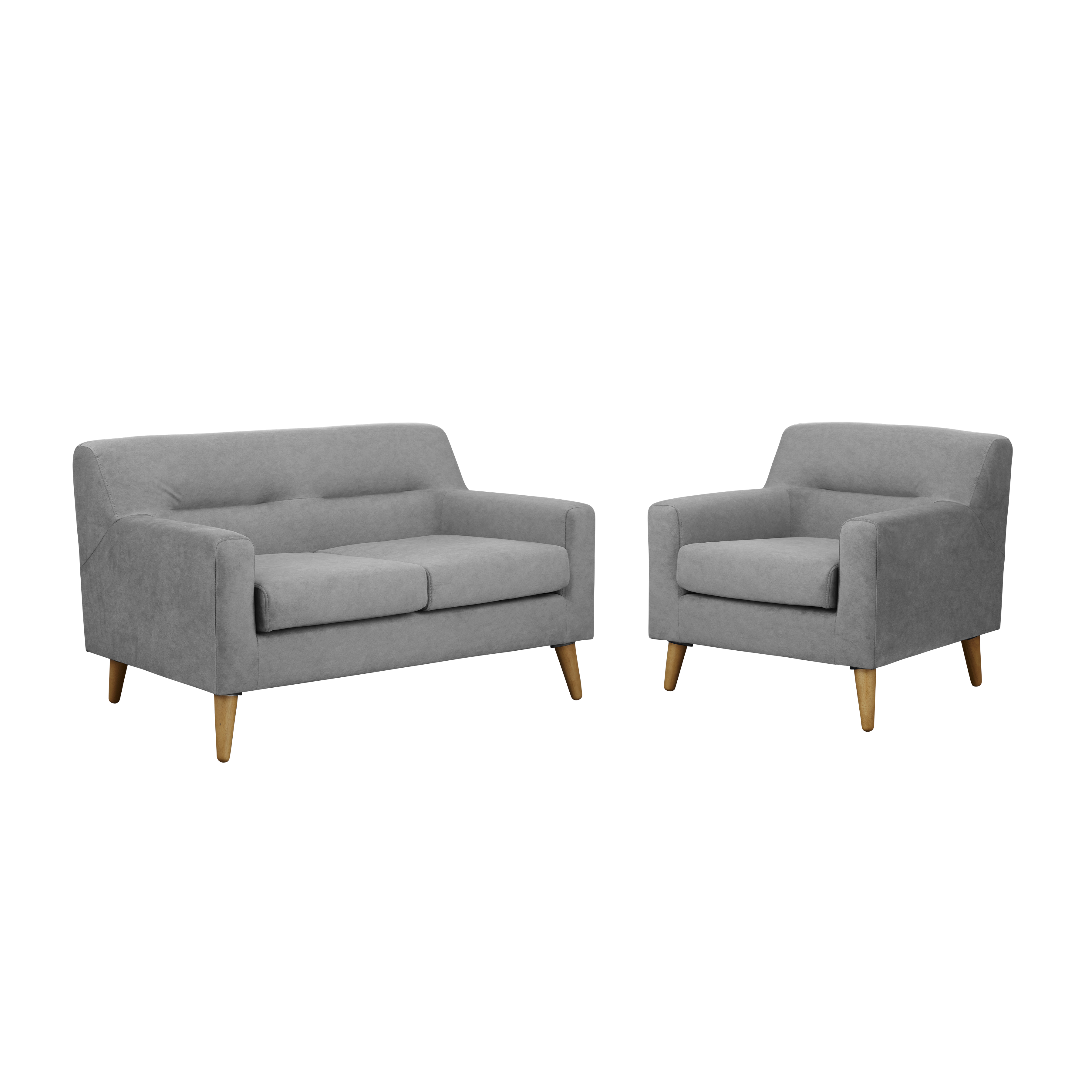 Damien 2 Seater Sofa with Damien Armchair - Grey (Scratch Resistant Fabric)